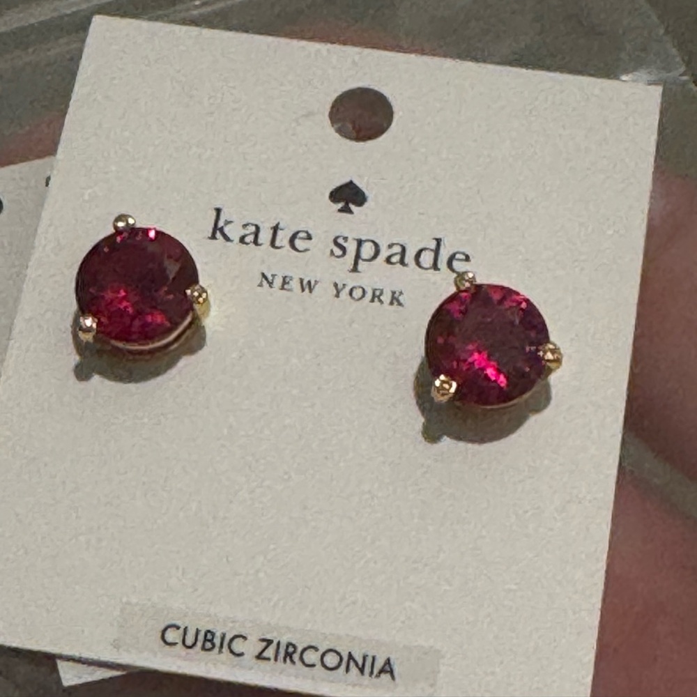 NWT Kate Spade festive pink red Studs - Rise & Shine sparkle Earrings large